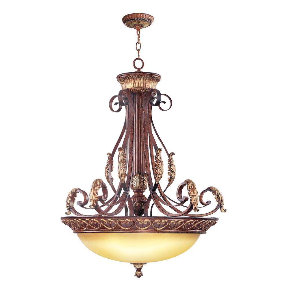 Livex Lighting 8587-63 Villa Verona Inverted Pendant in Verona Bronze with Aged Gold Leaf Accents 